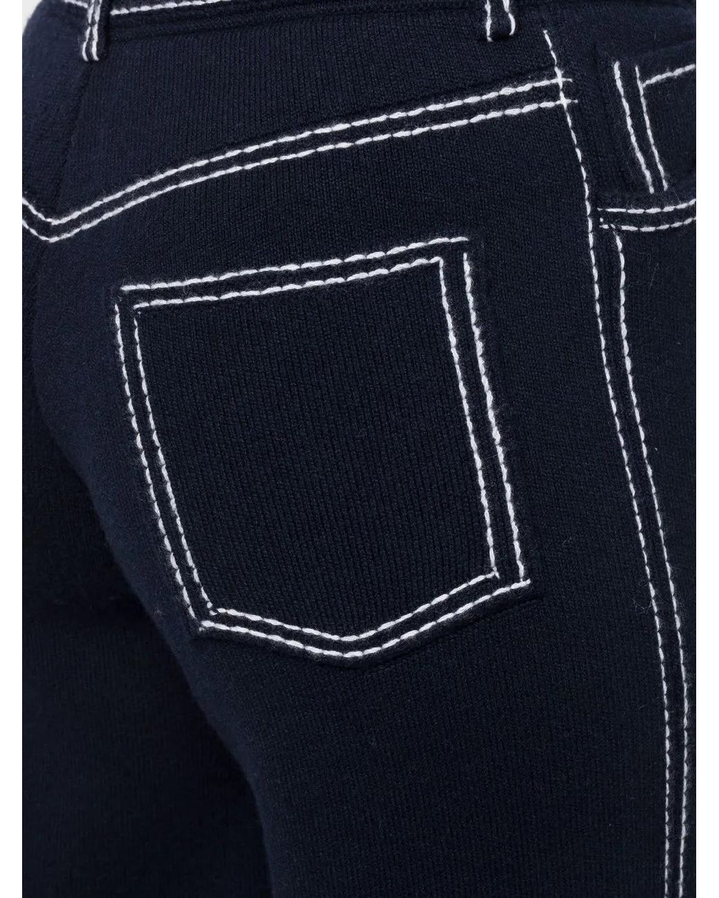 Barrie Blue High-Rise Straight-Leg Trousers