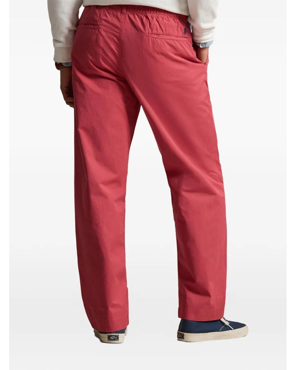 Polo Ralph Lauren Red Elasticated Pleated Trousers for men