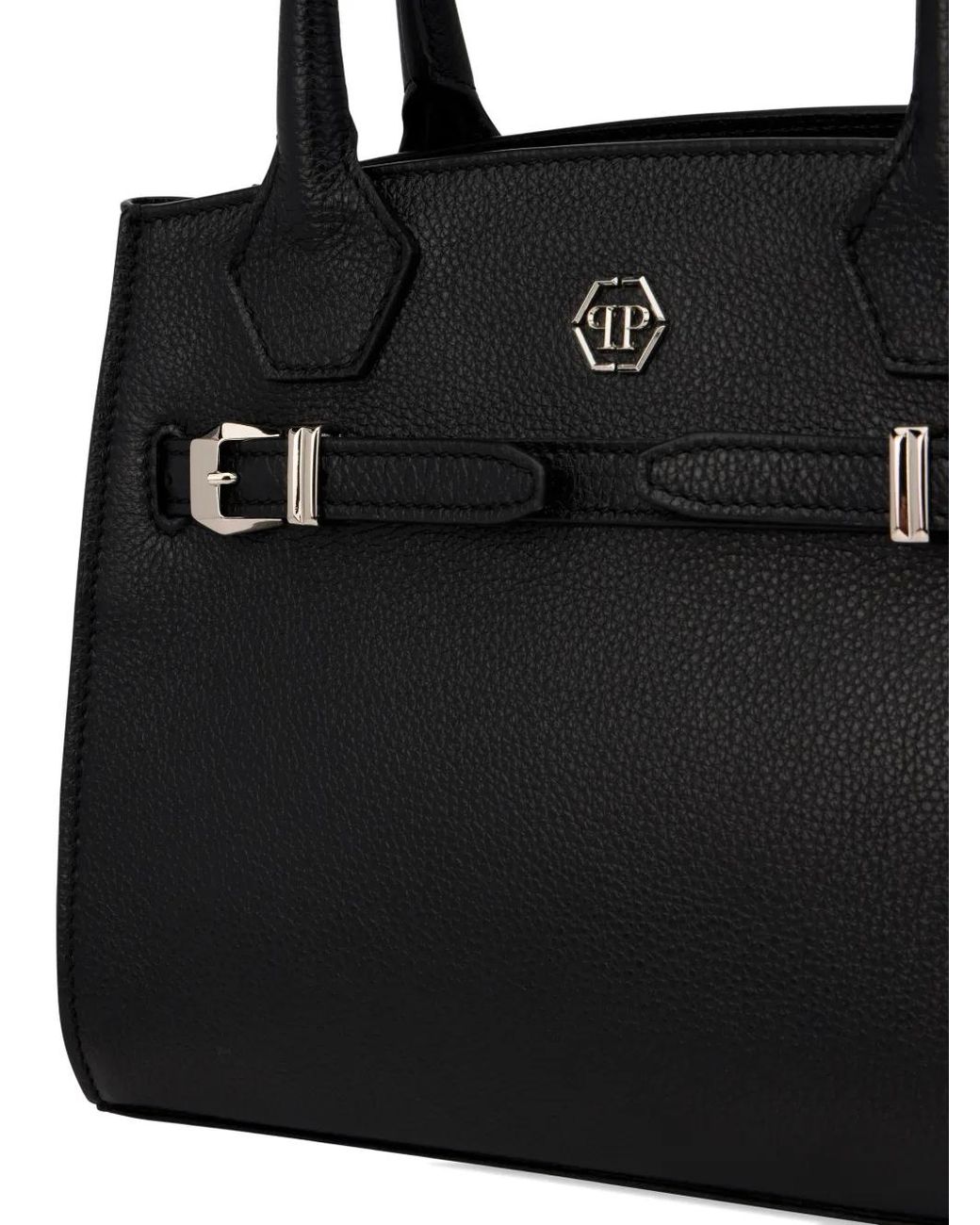 Philipp Plein Black Small Dynasty Leather Tote Bag