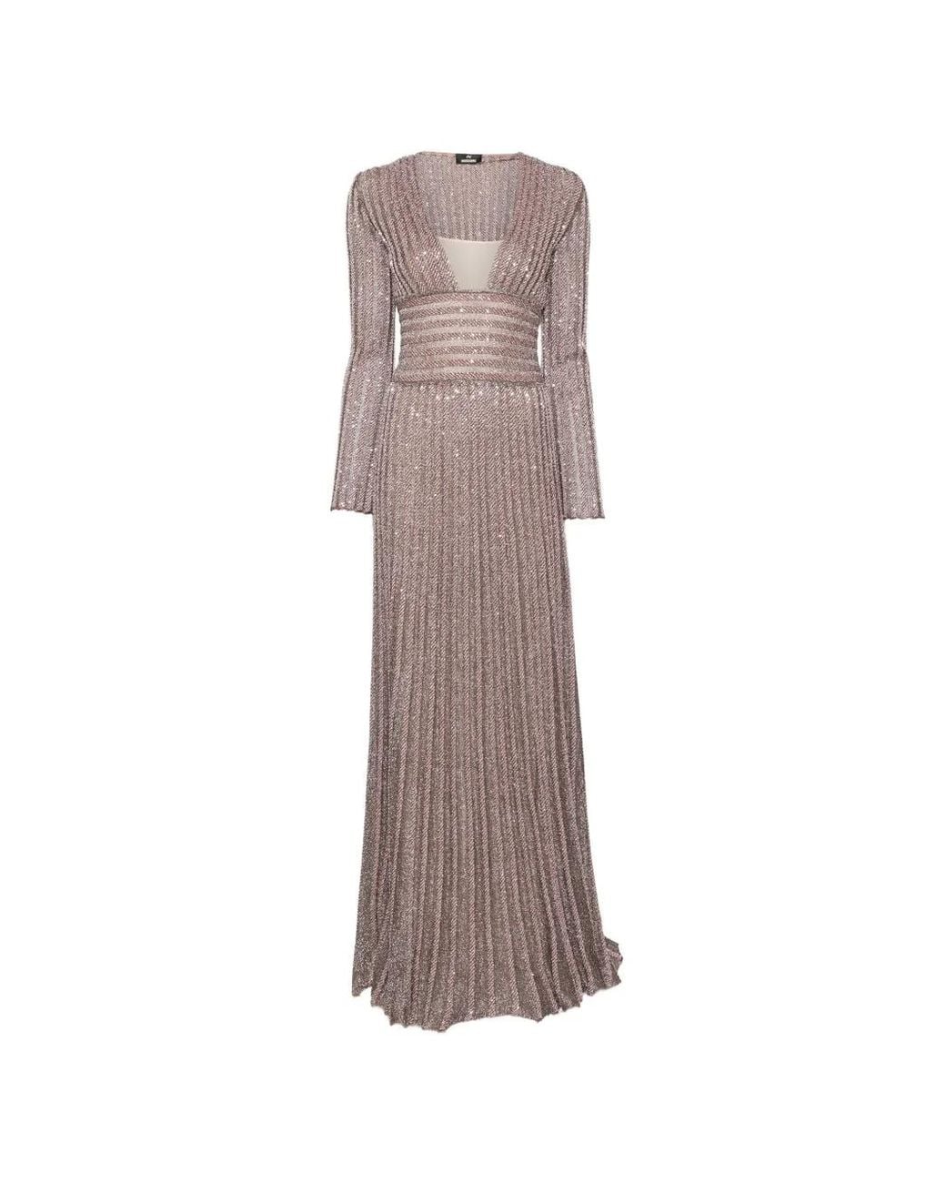 Missoni Gray Long-Sleeve Deep Neckline Maxi Dress