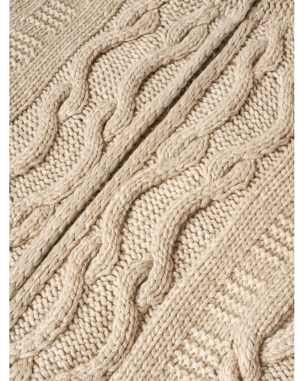 Malo Natural Cable-Knit Hooded Coat