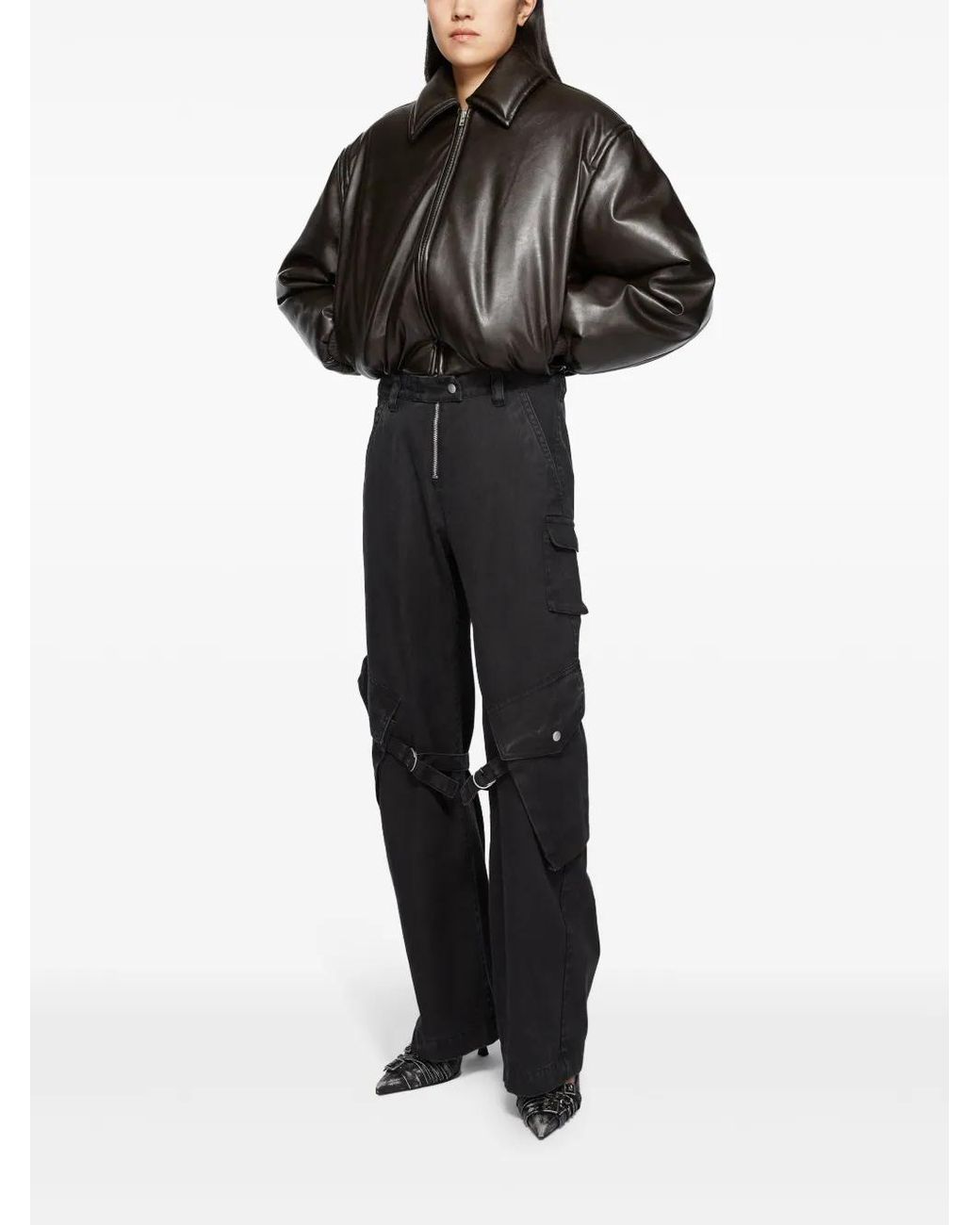 Acne Black Coated Bomber Jacket