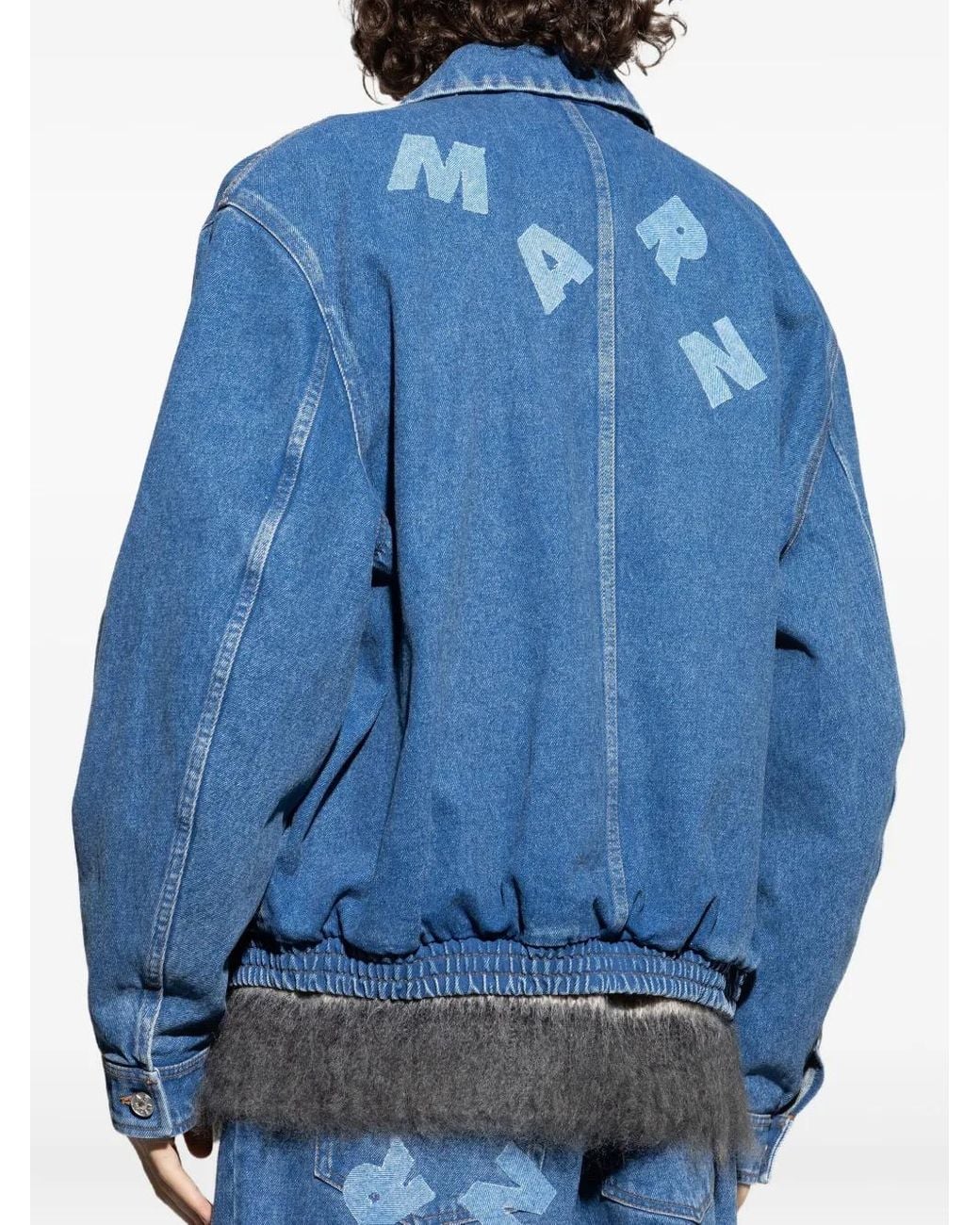 Chaqueta Vaquera Con Logo Estampado Marni de hombre de color Blue