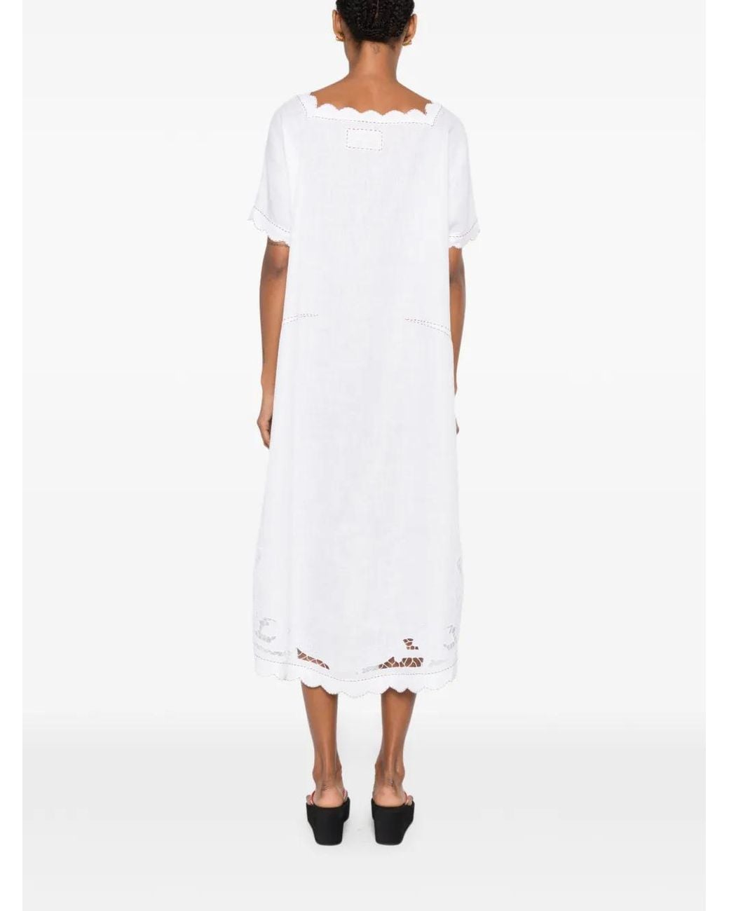 Vita Kin White Formentera Scalloped-Edge Midi Dress