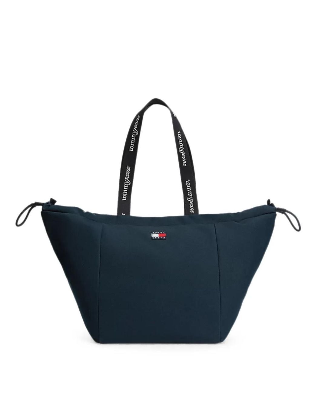Tommy Hilfiger Blue Logo-Patch Drawstring Tote Bag
