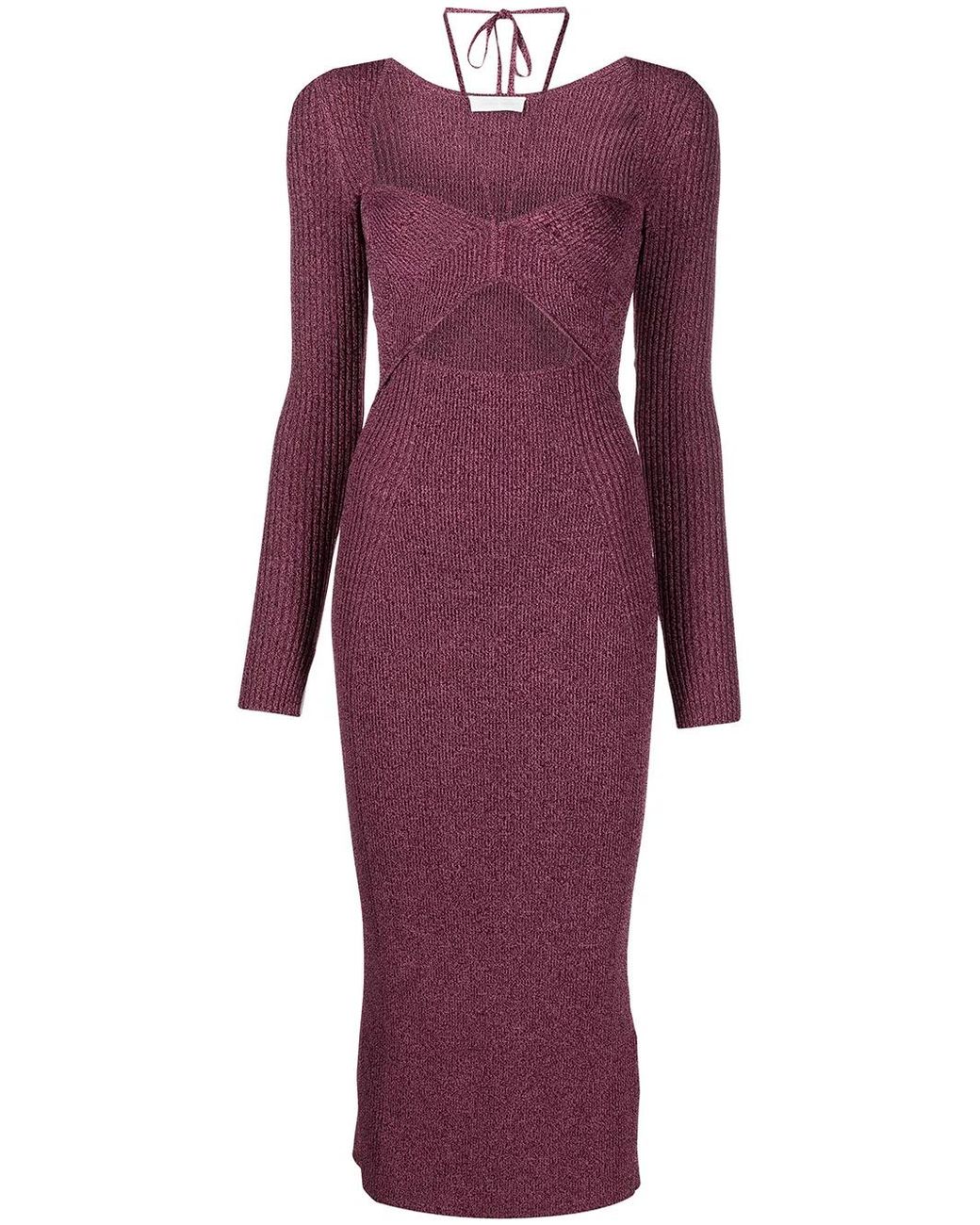 Jonathan Simkhai Purple Cut-Out Detail Knitted Dress