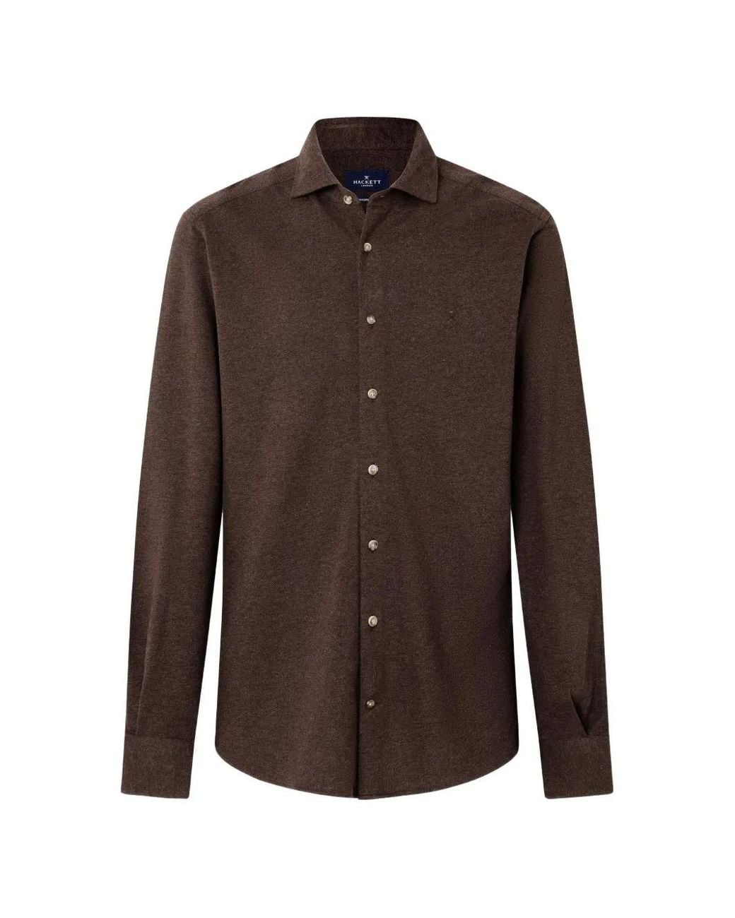 Hackett Brown Jersey-Piqué Buttoned Shirt for men