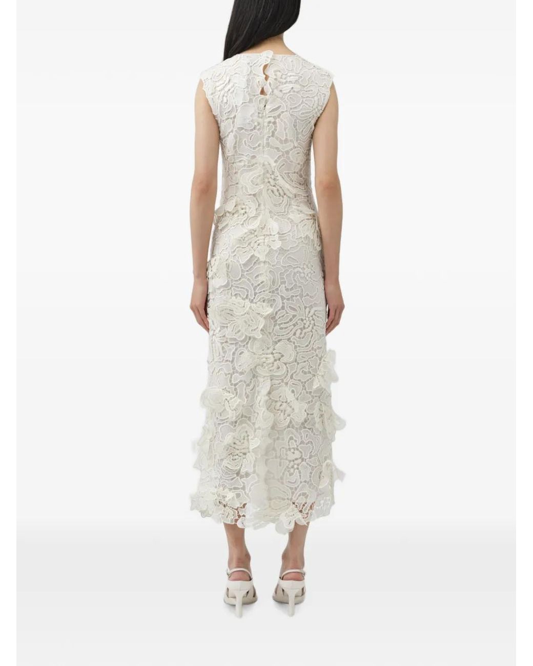 Jonathan Simkhai White Dahlia Floral-Lace Midi Dress