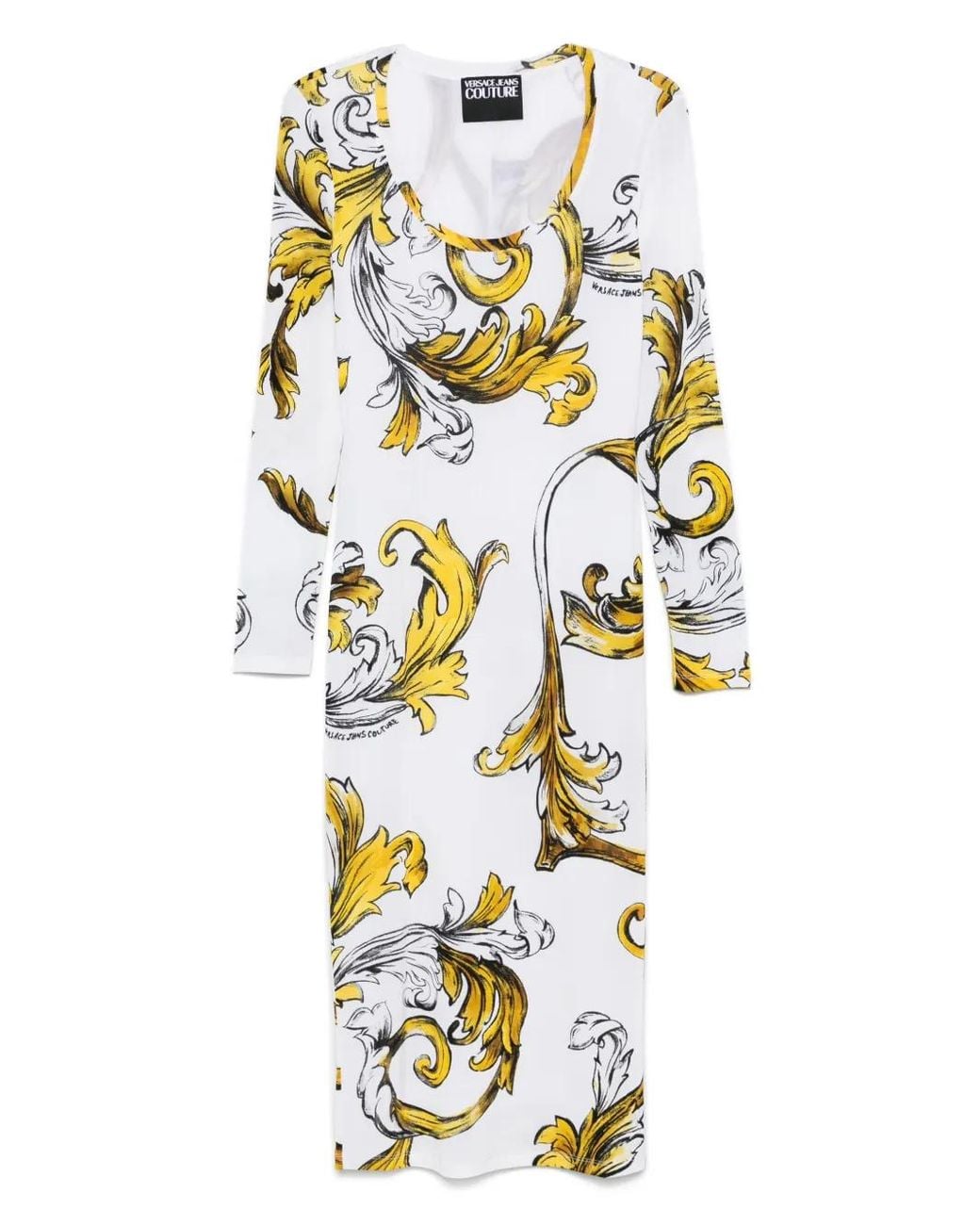 Versace Jeans Couture White Barocco Outline Dress