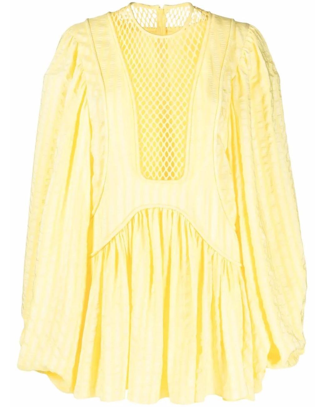 Stella McCartney Yellow Mesh-Panel Shift Dress