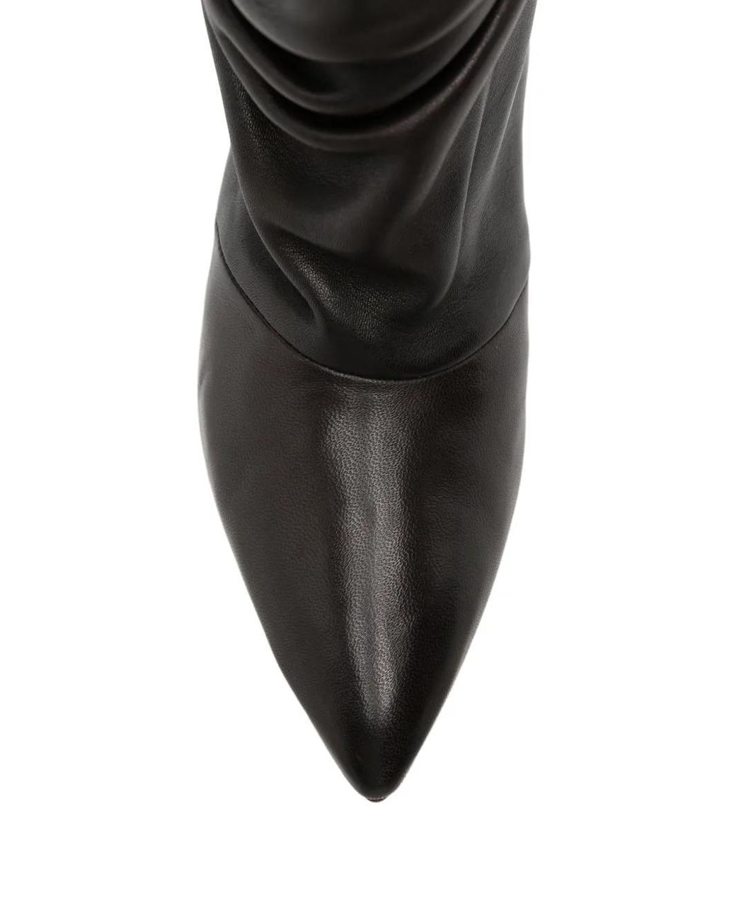 Liska Black Ruched Leather Boots