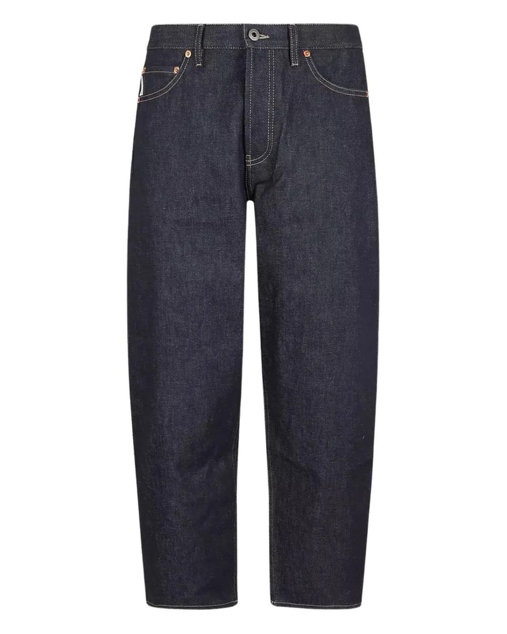 Valentino Garavani Blue Logo-Patch Cropped Jeans for men
