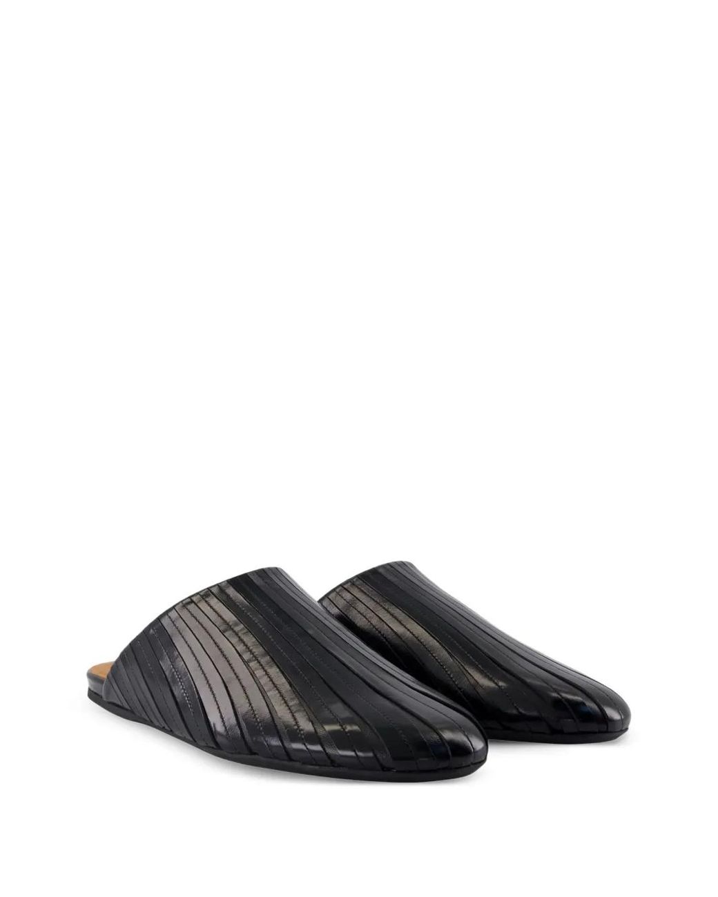 Marni Black Leather Strip Sabots for men