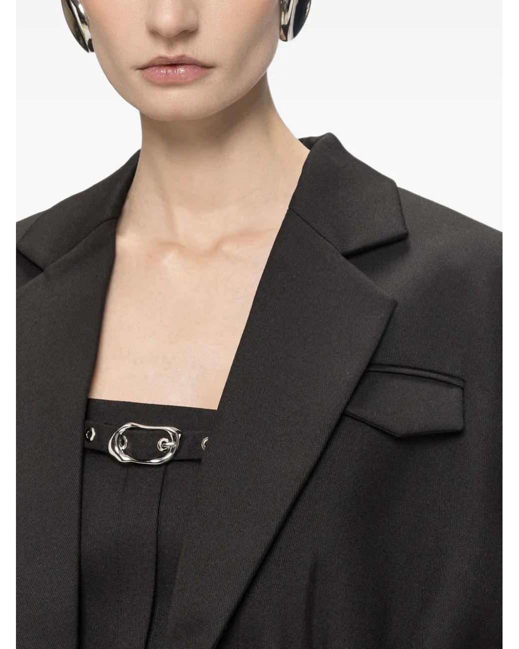 Nissa Black Cropped Gathered Blazer
