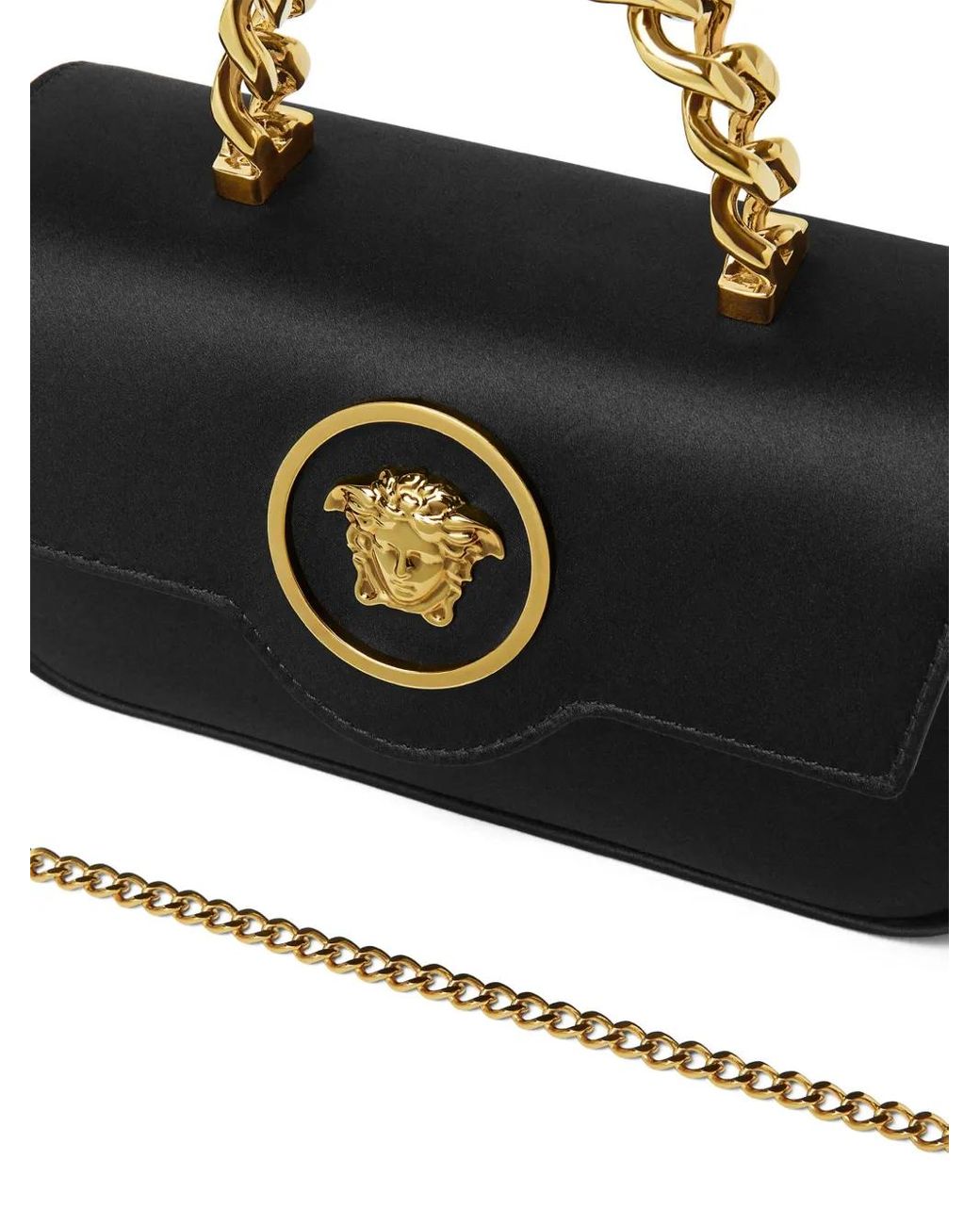 Versace Black La Medusa Satin Mini Bag