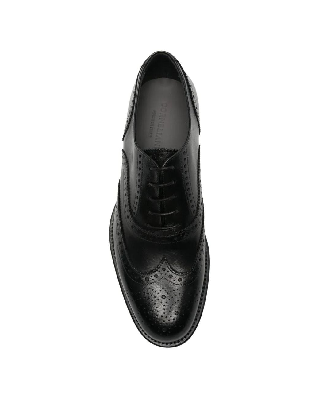 Corneliani Black Brogue-Detail Leather Lace-Up Shoes for men