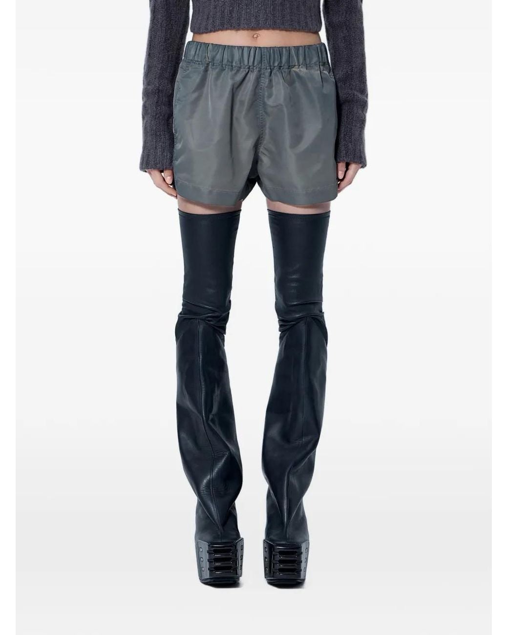 Rick Owens Blue Elasticated-Waistband Mini Shorts