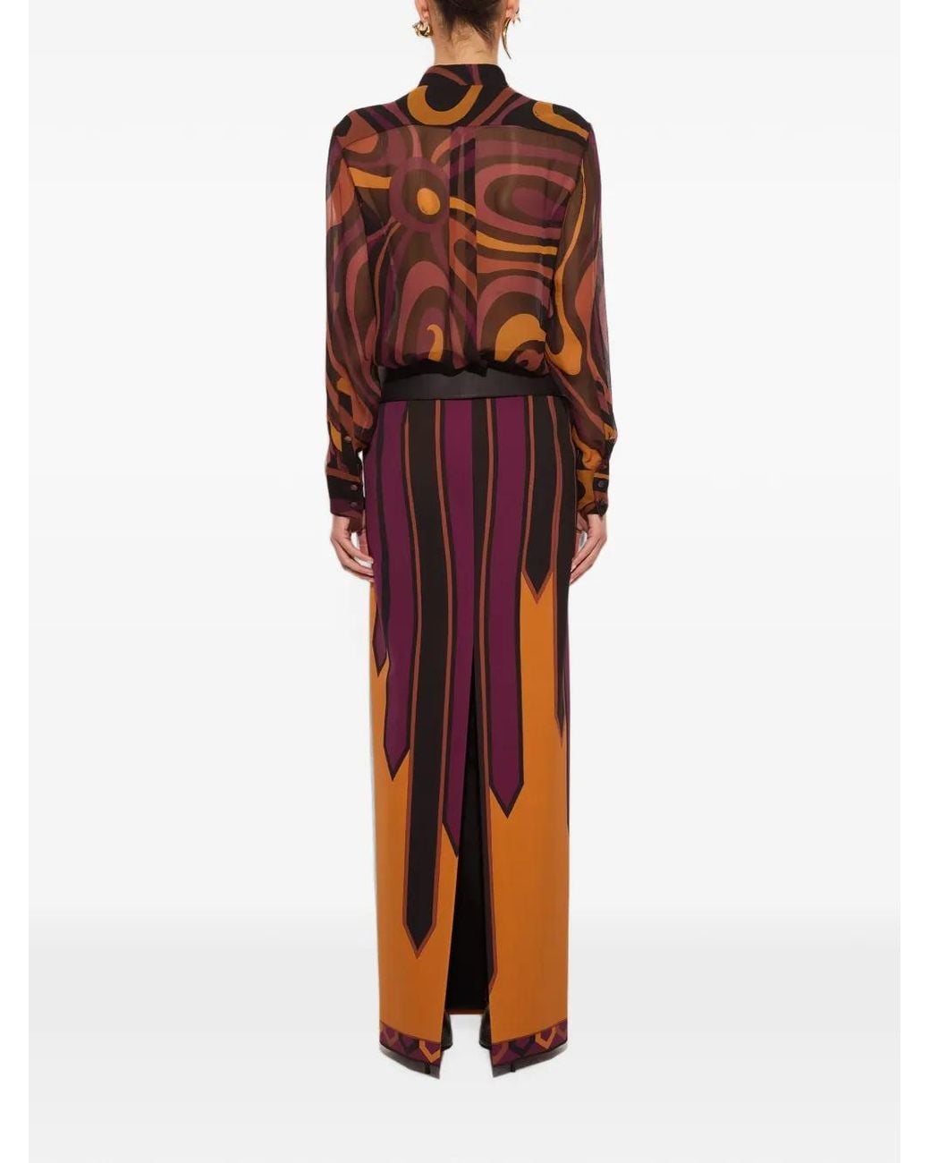 Emilio Pucci Orange Nastri Print Skirt