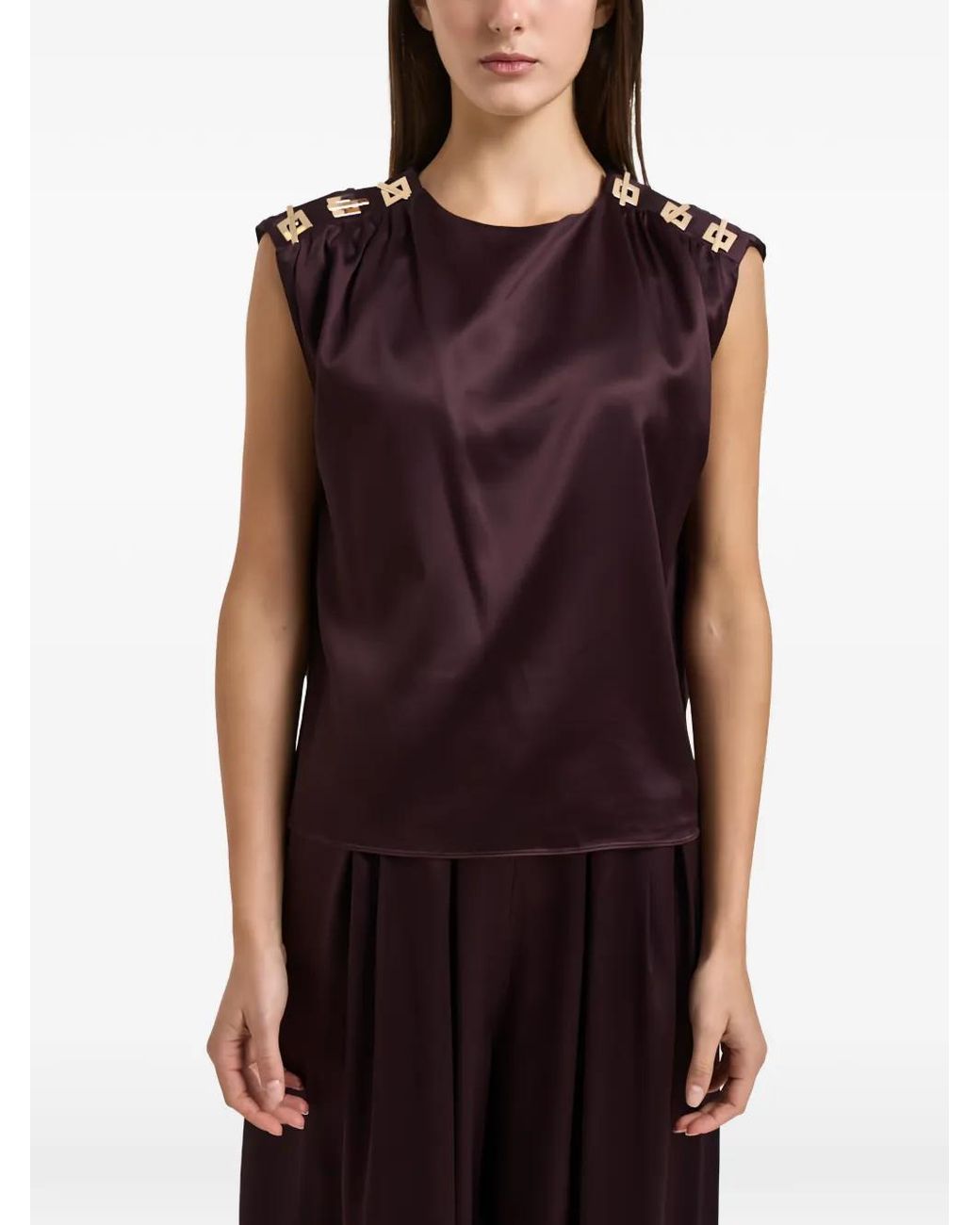 Danamé Purple Nerina-Tone Hardware Gathered Top
