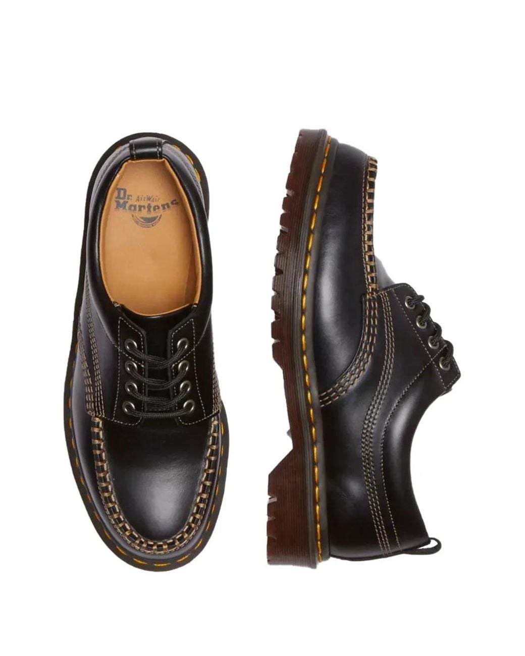 Dr. Martens Black Lowell Moc Toe Leather Derby Shoes