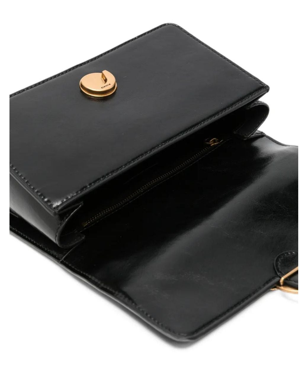 Pinko Black Mini Love One Leather Shoulder Bag