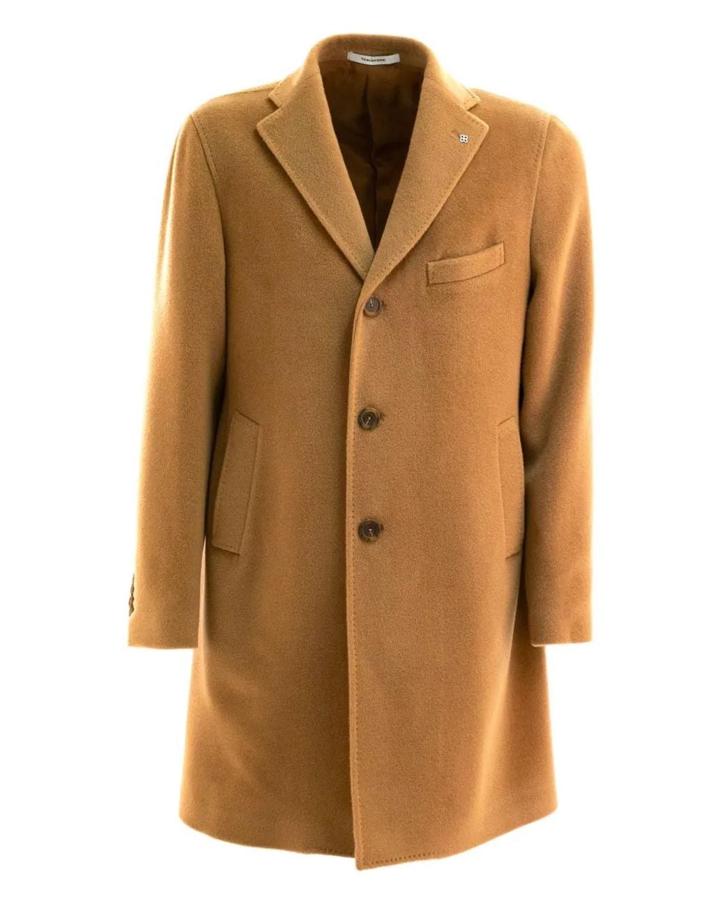 Tagliatore Brown Wool Coat for men