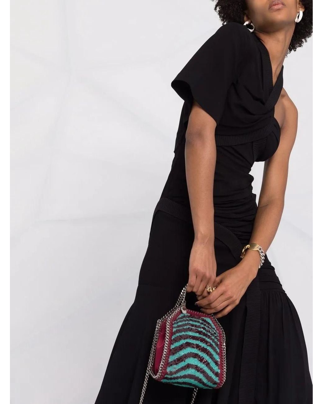 Stella McCartney Black Single-Sleeve Midi Dress