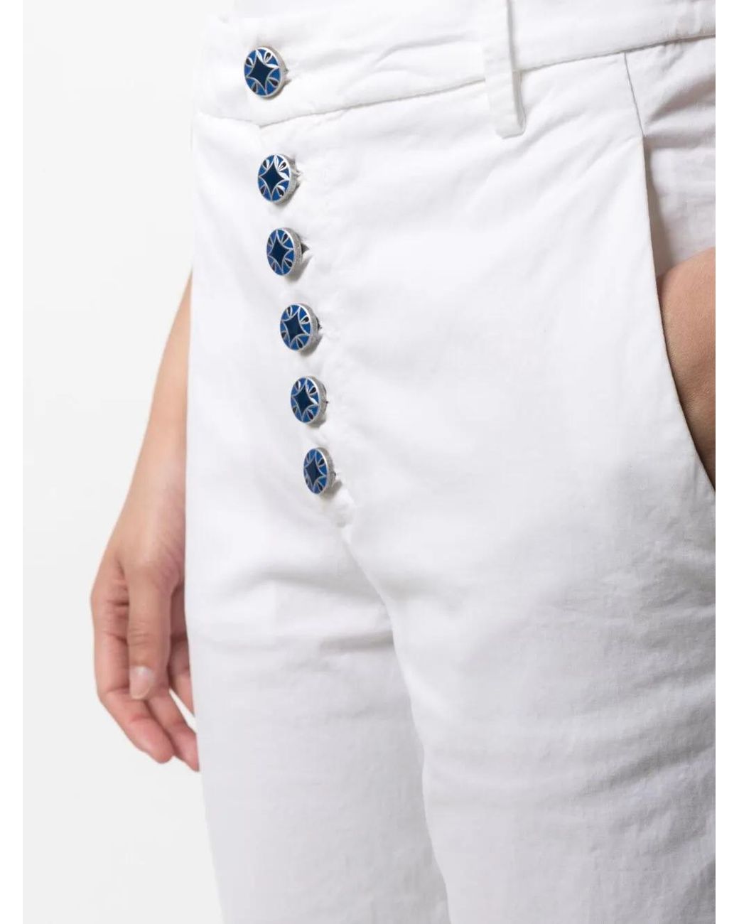 Dondup White Button-Down Straight-Leg Trousers