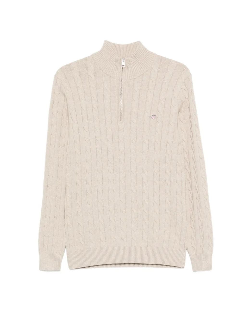Gant White Pull En Maille Torsadée for men