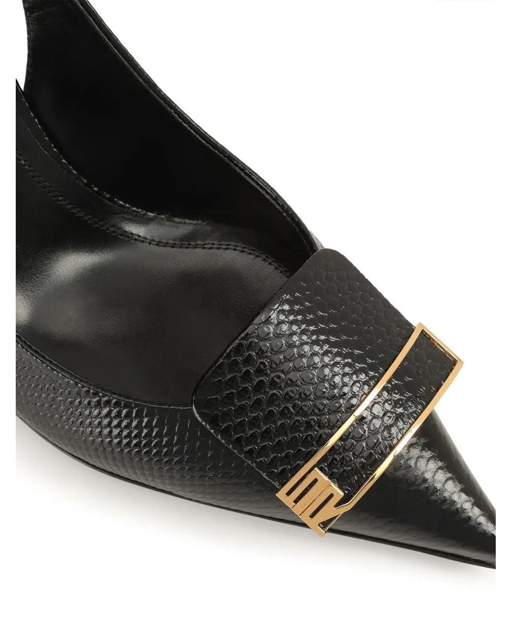 Sergio Rossi Black Sr Evolv Lizard-Effect Heeled Pumps