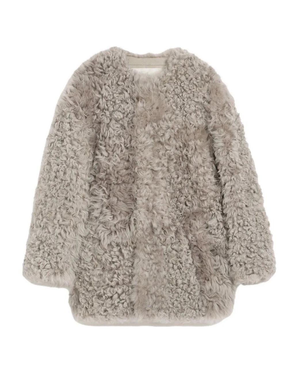 AMI Gray Shearling Short Coat