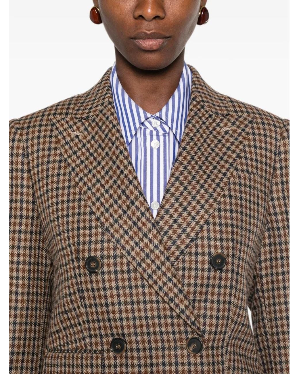Max Mara Brown Blazer À Boutonnière Croisée