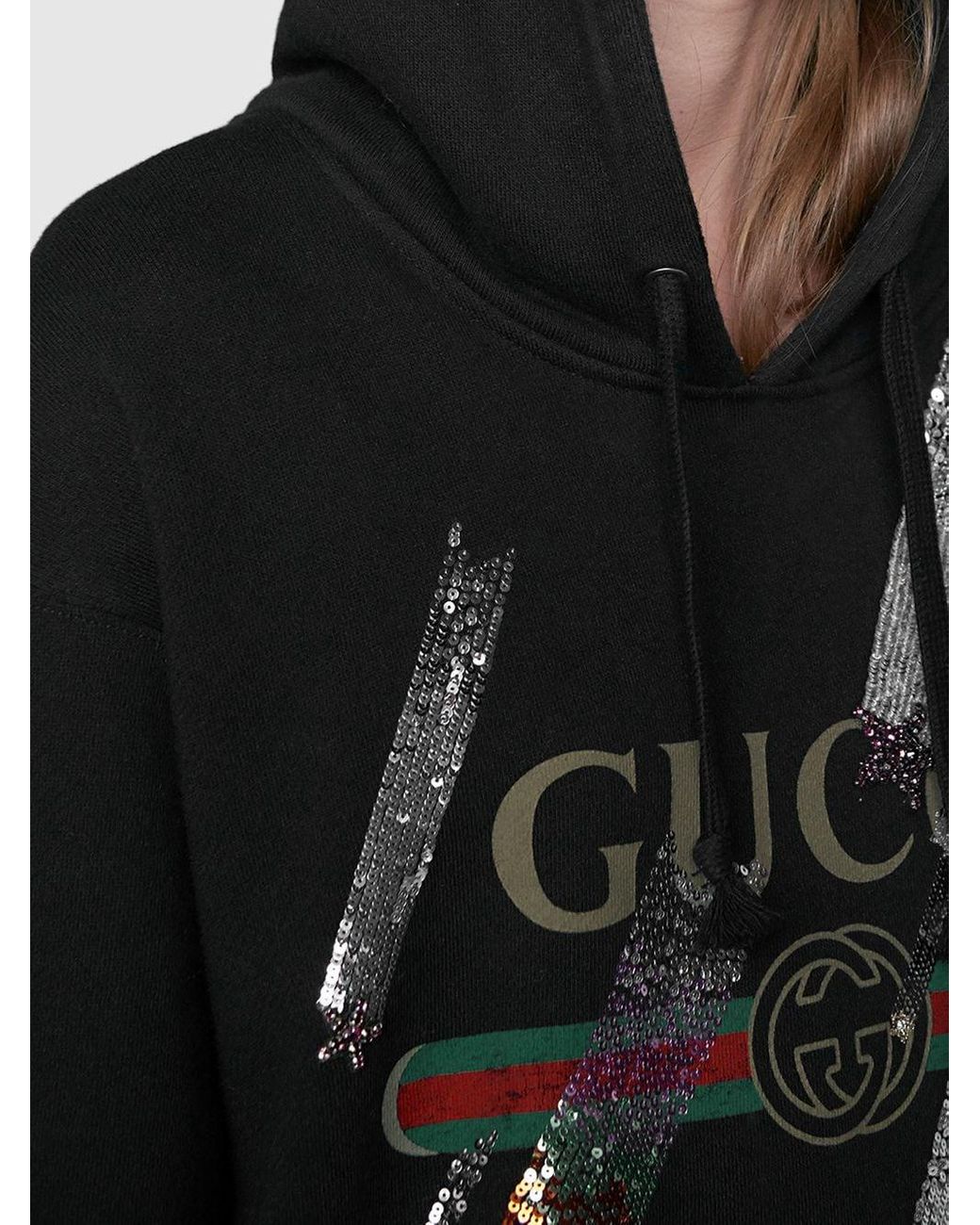 Gucci Logo Sweatshirt With Shooting Stars in Black Lyst Canada