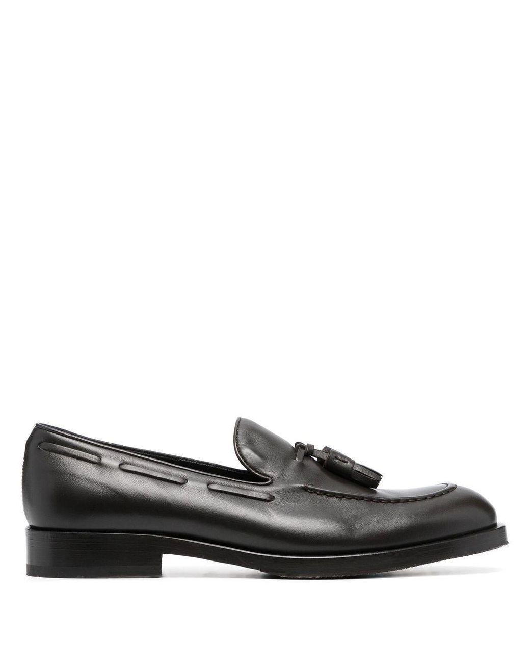 Fratelli Rossetti Leder Loafer mit Logo-Prägung in Schwarz für Herren Herren Schuhe Slipper Mokassins 