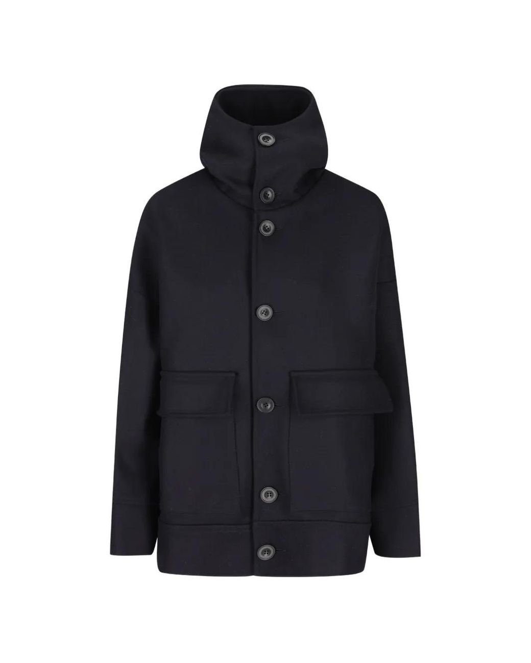 Cini Blue Button-Up Hooded Jacket