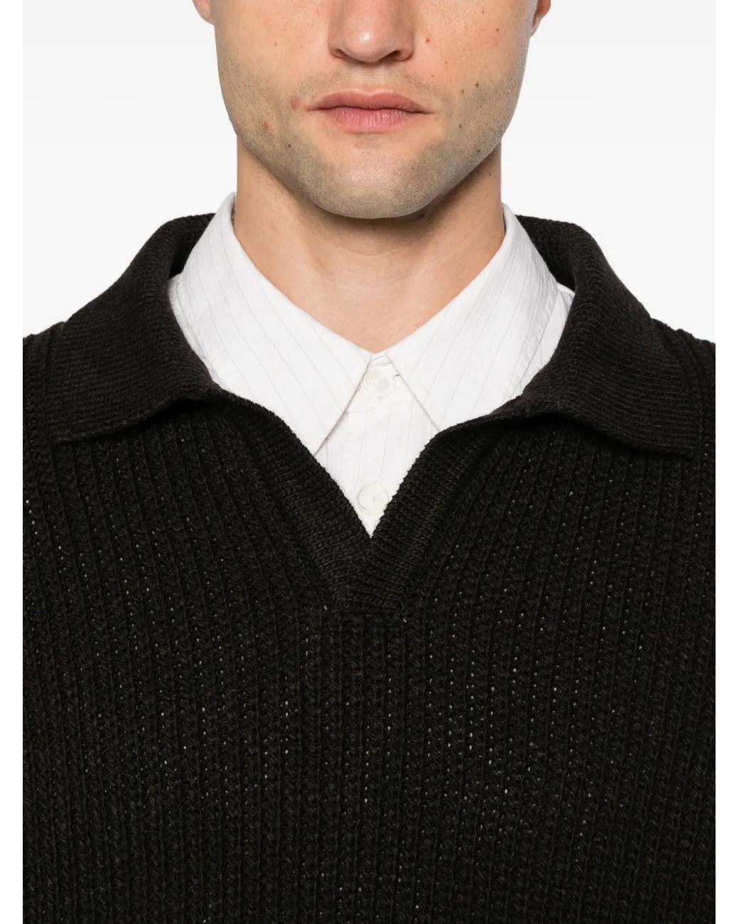 Imperial Black Ribbed-Knit Sweater for men