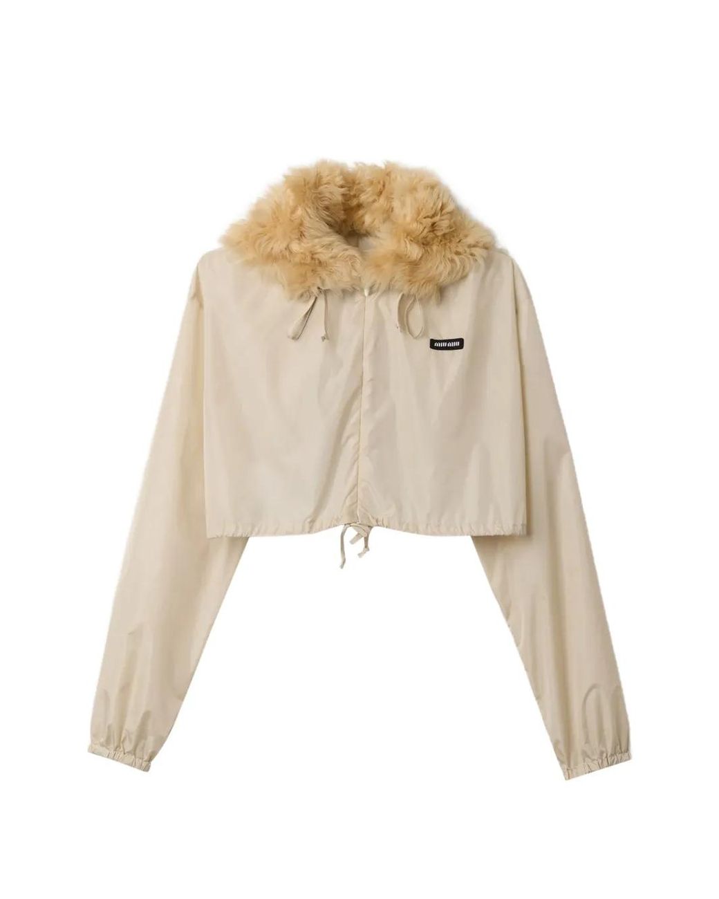 Miu Miu Natural Technical Fabric And Shearling Windbreaker