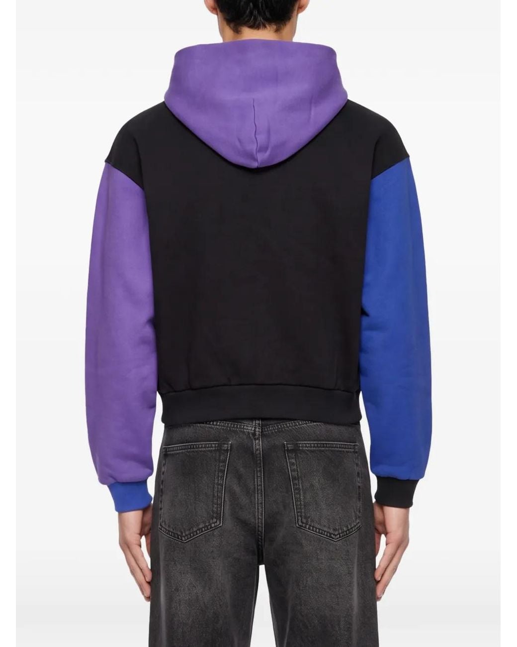 ERL Blue Colour-Block Jersey Hoodie for men