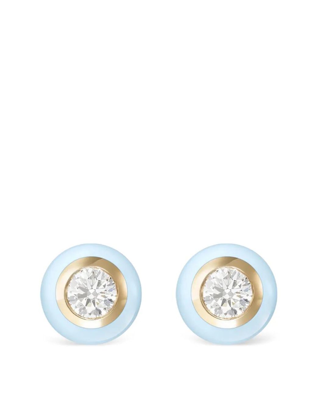 Melissa Kaye White Diamond Enamel Earrings