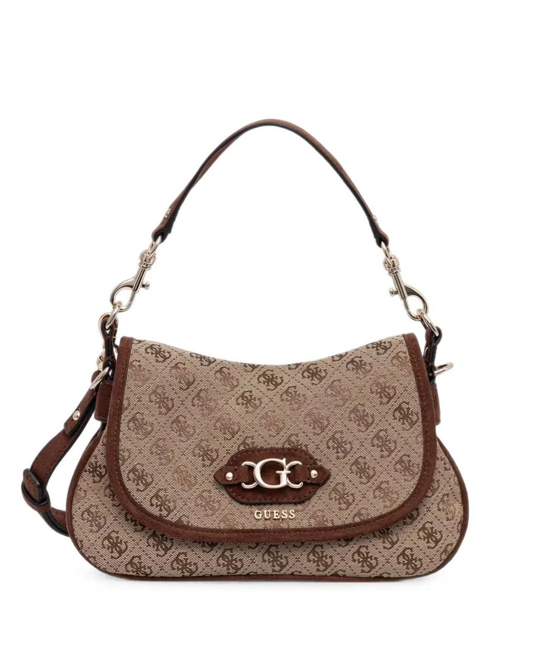Guess Brown Sac Porté Épaule Samantha À Motif Monogrammé