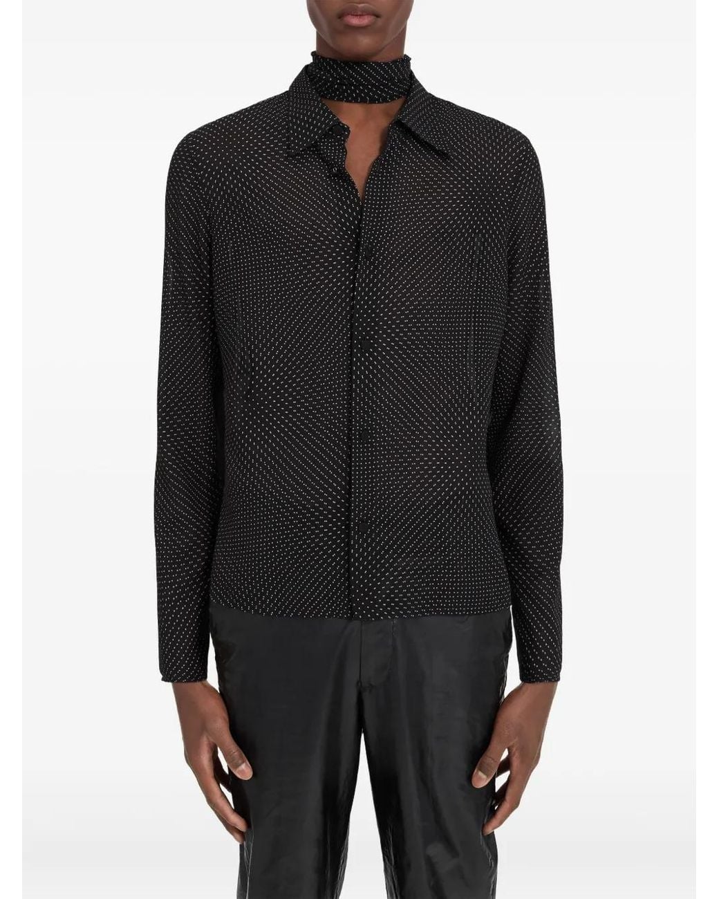 MM6 by Maison Margiela Black Polka-Dot Long-Sleeved Shirt for men