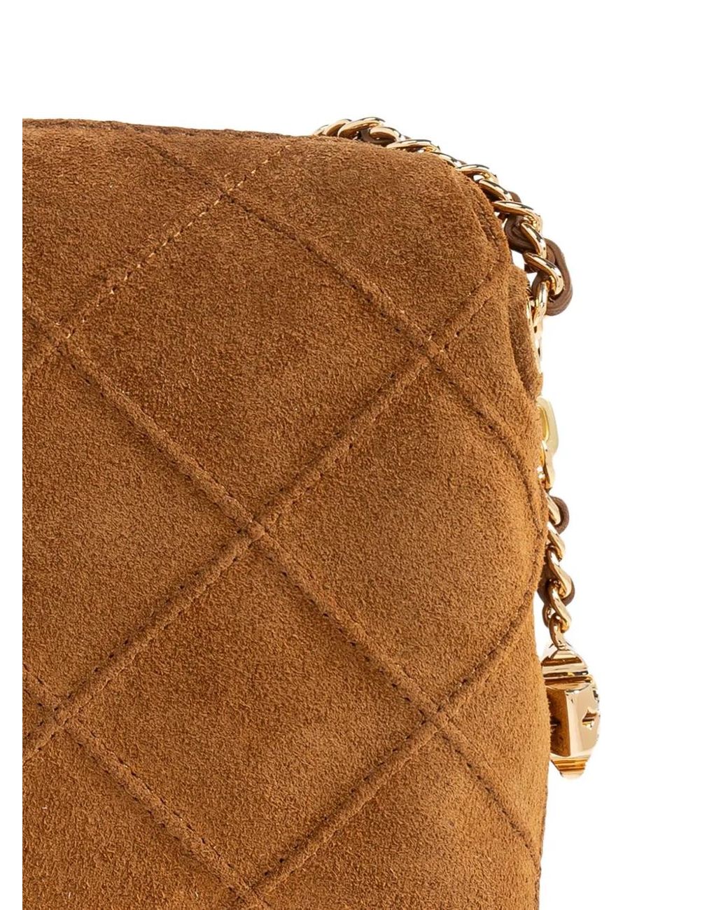 Tory Burch Brown Quilted-Motif Chain Crossbody Bag