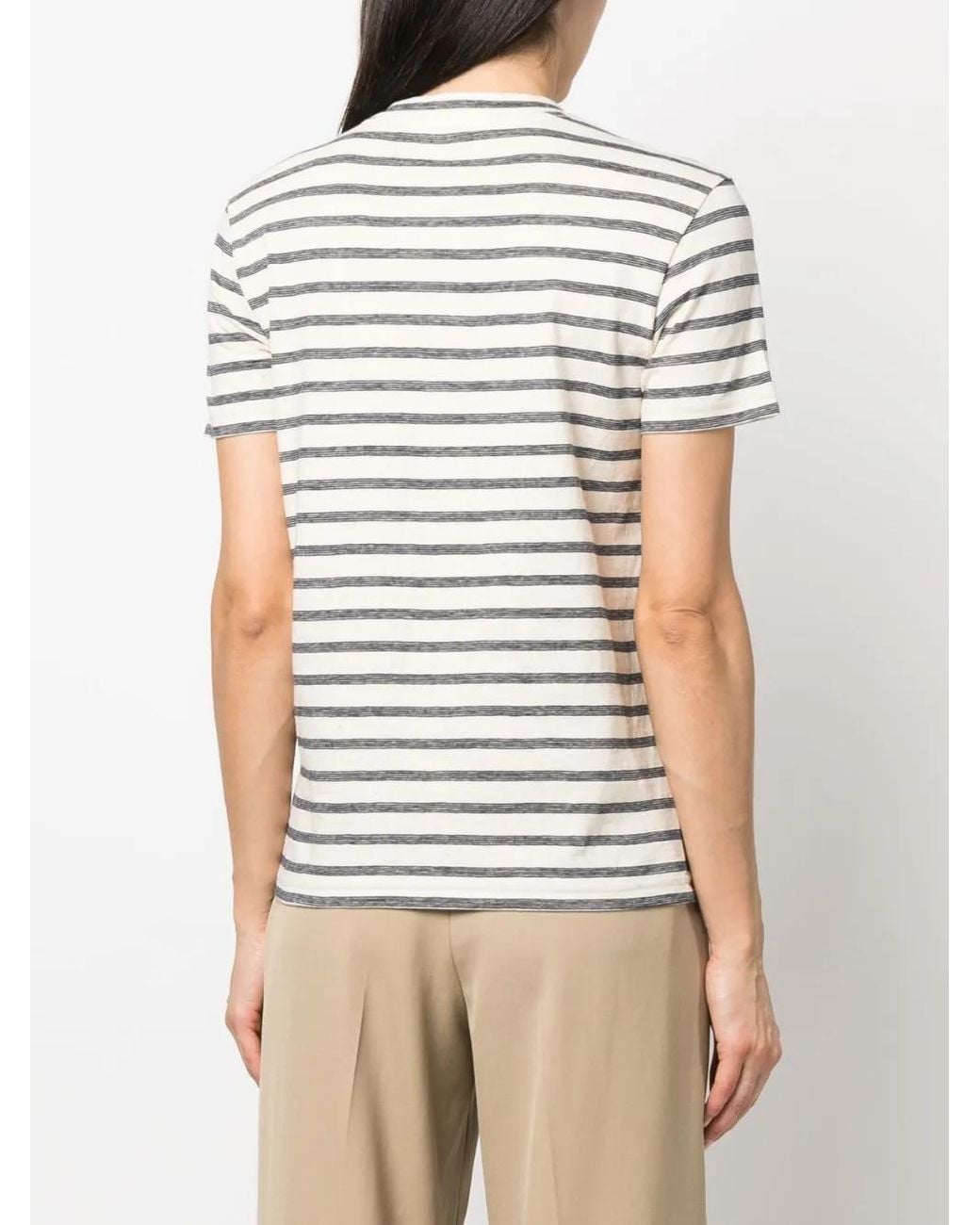 Lanvin White Logo-Print Striped T-Shirt