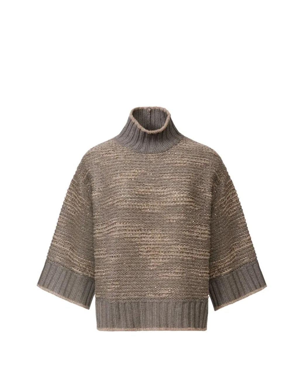 Fabiana Filippi Brown Sequin-Embellished Marled-Effect Sweater