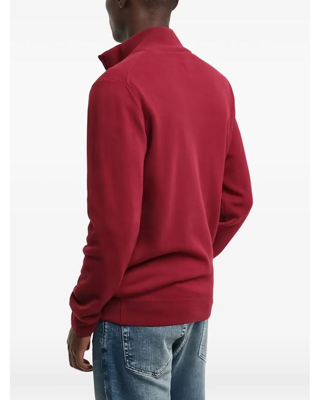 Gant Red Zip-Fastening Wool Sweatshirt for men