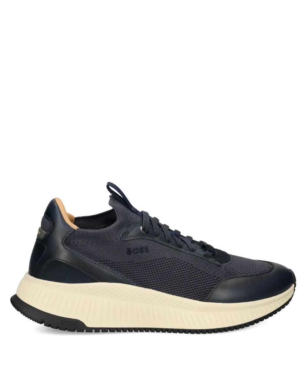 Boss Blue Ttnm Evo Trainers With Knitted Uppers And Leather Trims for men