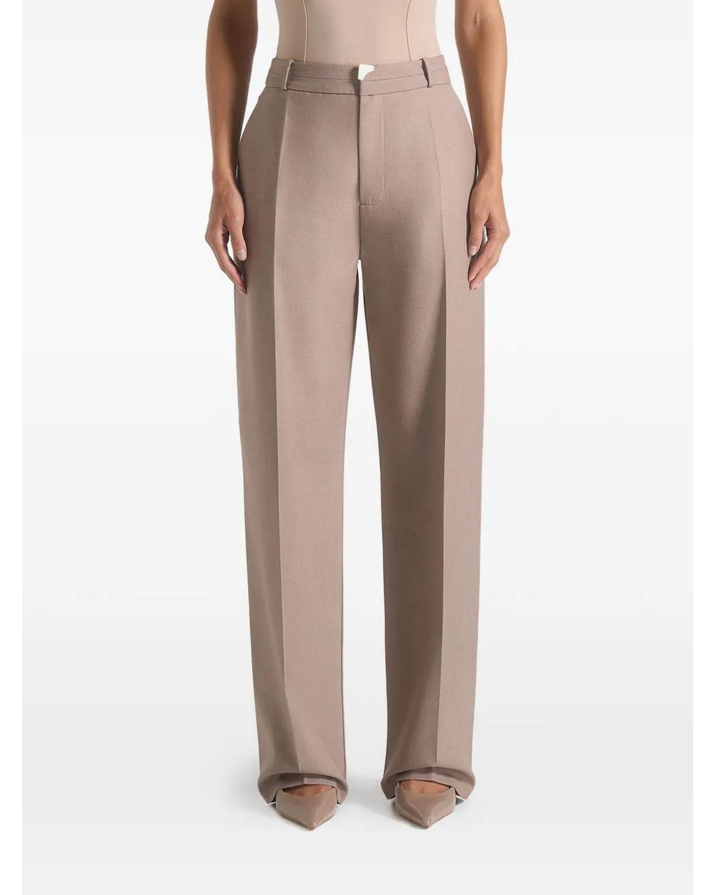 Manière De Voir Natural Doria Tailored Trousers With Waistband Detail