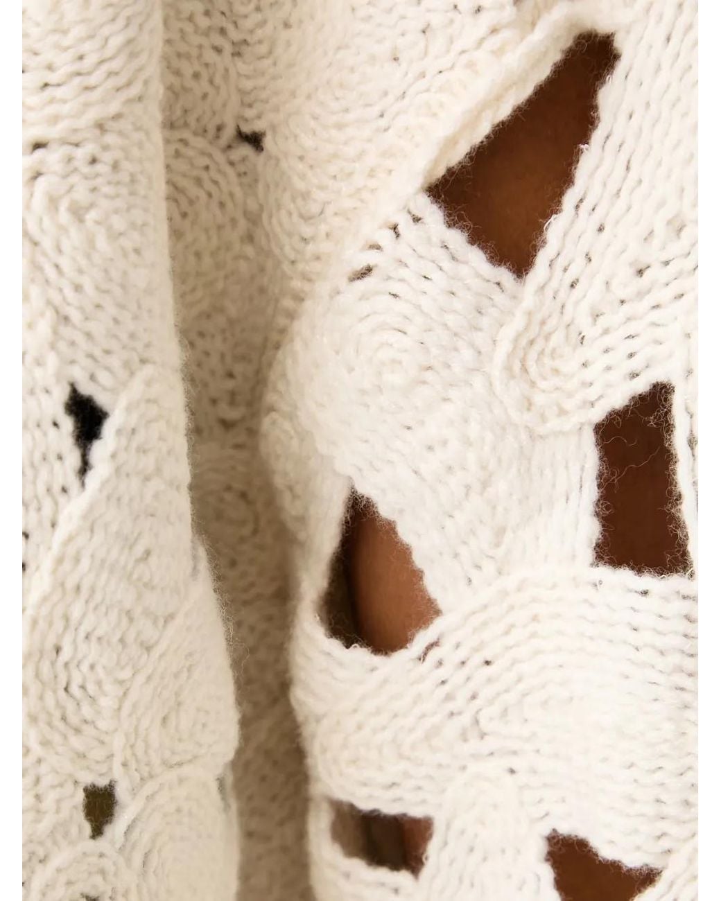 Fracomina Natural Crochet-Knit Cut-Out Cardigan