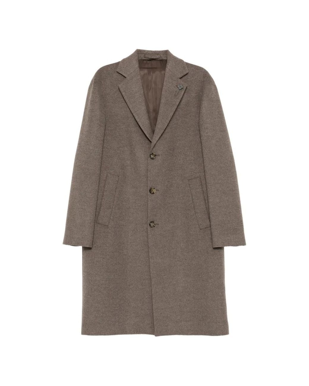 Lardini Brown Single-Breasted Notched-Lapels Coat for men