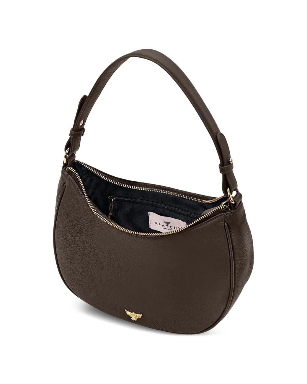 Apatchy London Brown Lucy Crescent Shoulder Bag